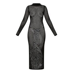 2/$30 NWT PrettyLittleThing XS Black Swim Cover Up Knit Long Sleeve Maxi Dress